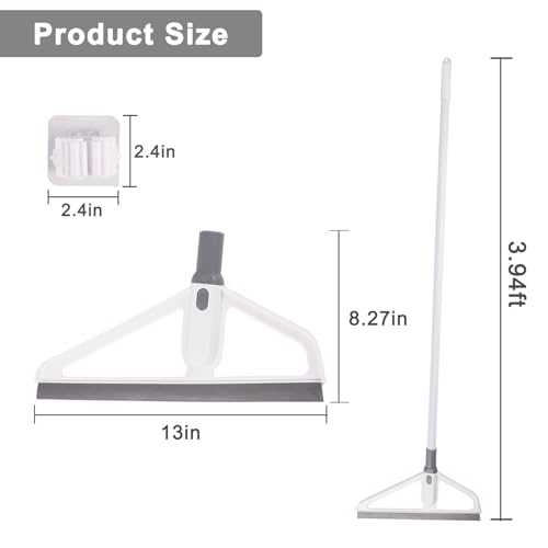 Rubber Squeegee Broom - Multifunction Magic Broom,Scraping Silicone Broom Sweeper,with Mop Clip, Squeeze Broom Sweeping Water for Kitchen Bathroom Shower Tile Marble Window Cleaning (Grey)