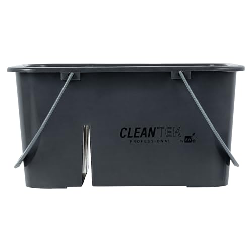 Restaurantware-Clean Tek Professional Cleaning Caddy, 1 Cleaning Supply Caddy With Handle - 4 Compartment, Multipurpose, Gray Plastic, All-Purpose, For Bathroom, Bedroom, Kitchen, Or Garden