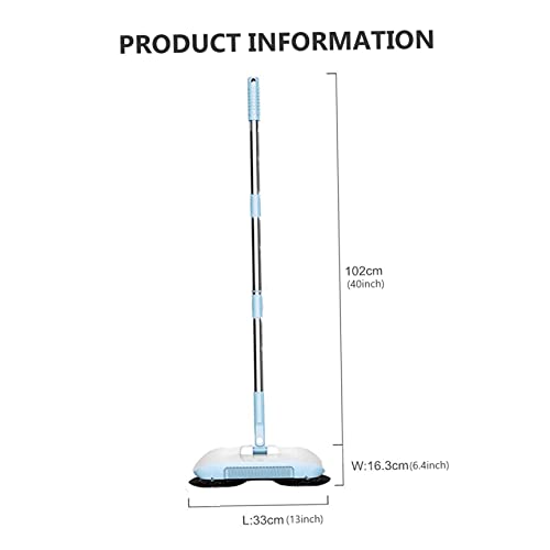 Carpet Cleaner Brush, 2 in 1 Manual Vacuum Sweeper, 180 Degree Rotating Sweeping Mop, Hand Push Sweeper, Home Cleaning Tool for Cleaning Pet Hair, Loose Debris, Lint (Blue) - color: Blue