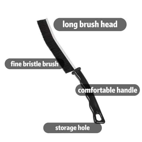 2 Pcs Black Multi-Purpose Hard Bristle Crevice Cleaning Brush -Deep Reach Gap Cleaning Tool for Household Use -Versatile, Durable, Thin Brush to Clean Tight Spaces