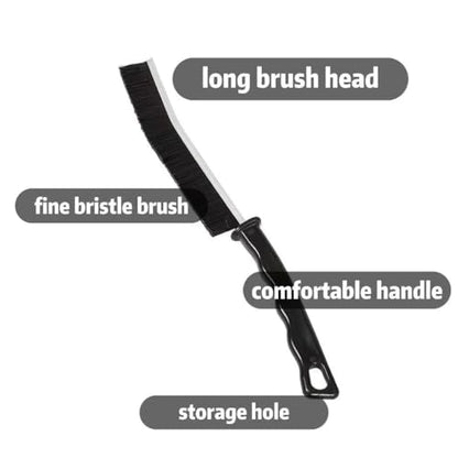 2 Pcs Black Multi-Purpose Hard Bristle Crevice Cleaning Brush -Deep Reach Gap Cleaning Tool for Household Use -Versatile, Durable, Thin Brush to Clean Tight Spaces