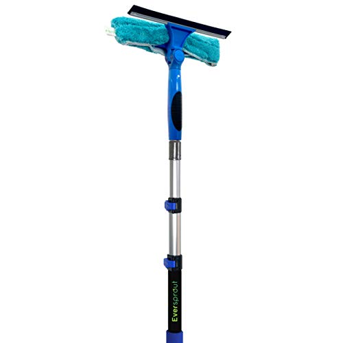 EVERSPROUT 5-to-12 Foot Swivel Squeegee & Microfiber Glass Window Scrubber, Window Squeegee & Window Cleaning Kit, Light-Weight Window Washing Kit with Extension Pole, Squeegee for Window Cleaning - size: 13 feet - With Pole