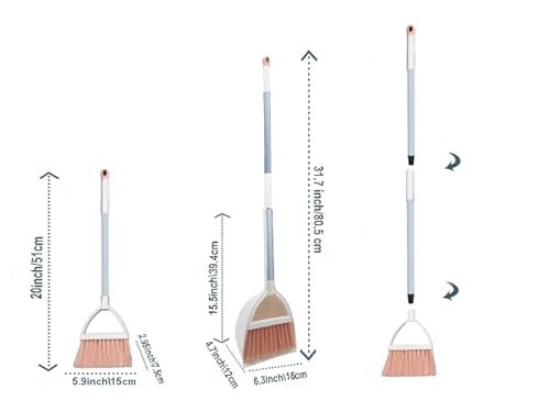 Mini Broom with Dustpan for Kids,Little Housekeeping Helper Set (White+Pink) - color: White+pink