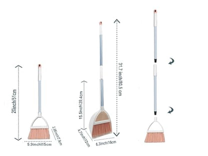 Mini Broom with Dustpan for Kids,Little Housekeeping Helper Set (White+Pink) - color: White+pink