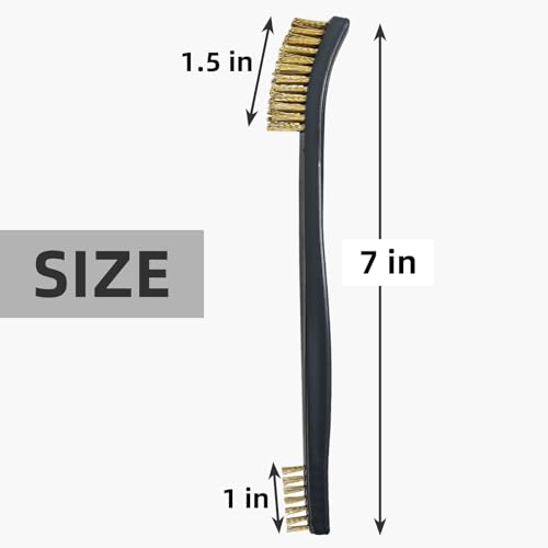 12 Pack Miaozhun Double-Ended Gun Cleaning Brush, 7 Inch Brass Bristle Brushes, Gun Cleaning Supplies Kit, All Purpose Crevice and Detail Cleaning Brush - color: Brass Brush-12pack