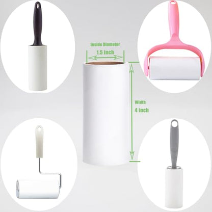 Lint Roller Refills 4 inch Extra Sticky Pet Hair Roller Replacement Refills Only, Inside Diameter 1.5 inch, 60 Sheets per Roll (Pack of 4, Total 240 Sheets) - color: Refills Only