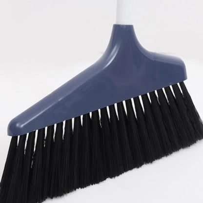Lurrose Broom and Dustpan Set Broom with Dustpan Combo Set Upgrade Broom Long Handle Broom Broomstick Standing Dust Pan for Home Kitchen Lobby Floor Cleaning - color: Blue