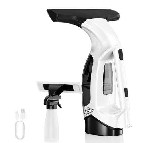 Cordless Window Vacuum Squeegee, Electric Glass Cleaner with Spray Bottle & Microfiber Pad, 2200Pa Suction, 11” Wide Blade for Streak-Free Shower Doors, Mirror, Tile, Car Windows (No Telescopic Rod)