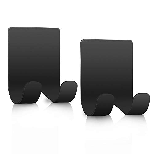 Razor Holder Shaver Hook Hanger Stand Caddy (2 Pack) Self Adhesive Stick on Hook Heavy Duty Stainless Steel Phone Holder for Shower, Tools for Hanging Washcloth Towel Loofah for Bathtub Wall, Black - color: Black, size: 2 Pack