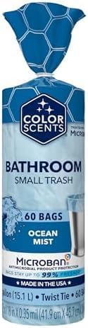 Color Scents Trash Bags 4 Gallon Ocean Mist | Twist Tie Closure | Light Blue | With Microban Technology | 60 Bags, Pack of 8 - size: 60 Count (Pack of 8), style: Ocean Mist Scent
