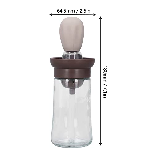 Srliya 2pcs Oil Container with Silicone Brush Oil Dispenser Bottle for Kitchen Grilling Baking Cooking (Coffee Color) - color: Coffee Color