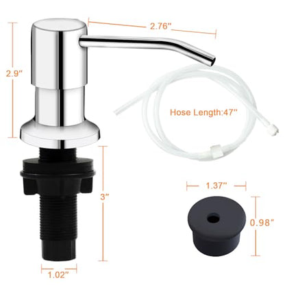 Sink Soap Dispenser, Kichen Sink SoapDispenser, 47" Extension Tube kit, Under Sink Soap Dispenser Pump, No Need More Refills （Chrome-2 Pack） - color: Chrome-2 Pack