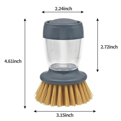 Soap Dispensing Palm Brush, Kitchen Brush for Dish Pot Pan Sink Cleaning, Pack of 1 - color: Gray