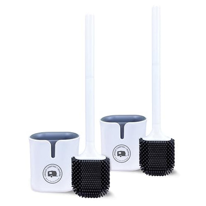 Unique RV Toilet Bowl Brush, Compact, Silicone Bristles, Won't Damage Toilets or Seals, Wall-Mount No-Drip Holder, Value Pack (Pack of 2) - size: 2 Compact Brushes