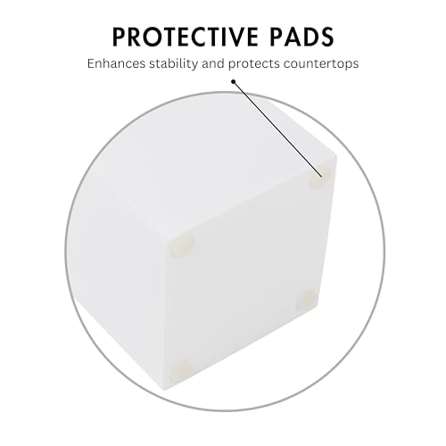 Matte White Square Soap Dispenser for Kitchen & Bathroom – 15 oz Refillable Resin Pump Bottle for Dish Soap, Hand Soap, Shampoo, Conditioner – Modern Countertop Dispenser with Non-Slip Protective Pads - color: White, style: Square Soap Dispenser