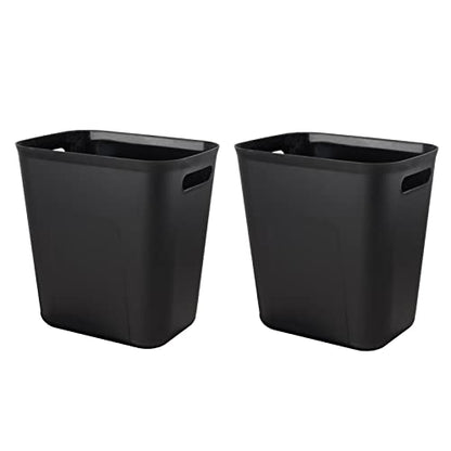 UUJOLY Plastic Trash Can Wastebasket, Garbage Container Basket for Bathrooms, Kitchens, Offices, Kids Rooms, Black, 3.5 Gallon, 2 Pack - color: Black, size: 3.5 Gallon/2 Pack