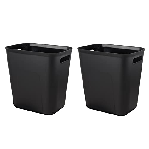 UUJOLY Plastic Trash Can Wastebasket, Garbage Container Basket for Bathrooms, Kitchens, Offices, Kids Rooms, Black, 3.5 Gallon, 2 Pack - color: Black, size: 3.5 Gallon/2 Pack