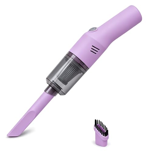 catsMeow Mini Handheld Vacuum Cordless, Lightweight Portable Vacuum Cleaner for Home, Car, Desk, Keyboard, Sofa and Crumbs, USB Rechargeable Small Vacuum with Washable Filter, Stylish Lavender Purple