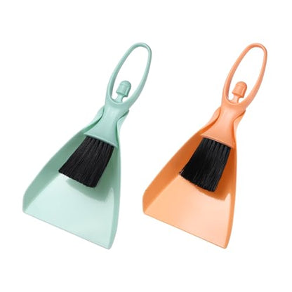 uxcell 2 Pcs Mini Dustpan and Brush Set, Small Broom and Dustpan Set for Office Tabletops Sofas Keyboards Home Cleaning Tool, Light Blue/Orange Yellow - color: Light Blue/Orange Yellow