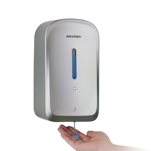 anydry Commercial Automatic Soap Dispenser Large 34oz/1000ml Capacity Wall-Mounted Touchless Liquid Dispenser for High-Traffic Restrooms, Offices, Hospitals Model AD1220S Silver - color: Silver