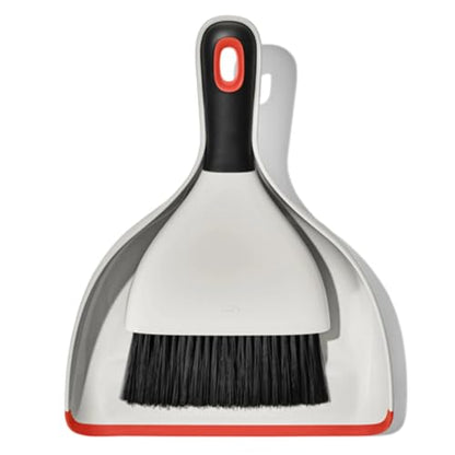 OXO Good Grips Dust Pan And Brush, 12 X 9, 2" Handle, Plastic, White