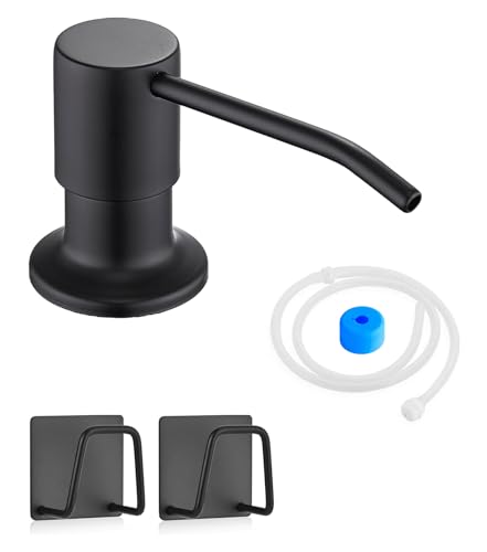 Sink Soap Dispenser Pump with 2 Sponge Holders, Curovtrp Soap Dispenser for Kitchen Sink Stainless Steel Pump Head (Plastic Built in) with 39" Extension Tube kit, No Need to Refill, Black - color: Black, size: Tube