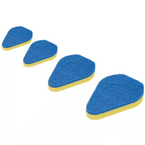 4 Sponges for Scrub Cleaning Brush with Long Handle 35 inch - Durable Kitchen Sponge Double Side Scrub Sponge Cleaning Sponge for Baseboard Shower Bathroom Bathtub Tile Dish