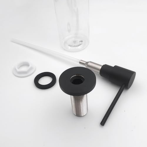 EADOT Matte Black All Brass Soap Dispenser for Kitchen Sink Countertop Sink Soap Dispenser 17 OZ Bottle Built in Refill from The Top with Long Spout - color: Matte Black