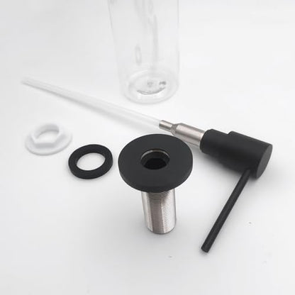 EADOT Matte Black All Brass Soap Dispenser for Kitchen Sink Countertop Sink Soap Dispenser 17 OZ Bottle Built in Refill from The Top with Long Spout - color: Matte Black