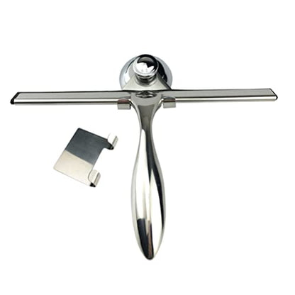 Cabilock Shower Squeegee for Glass Doors 3-Pack Stainless Steel Bathroom Water Scraper with Suction Cup Hooks 6.7 Inch Handle for Mirror and Tile Cleaning