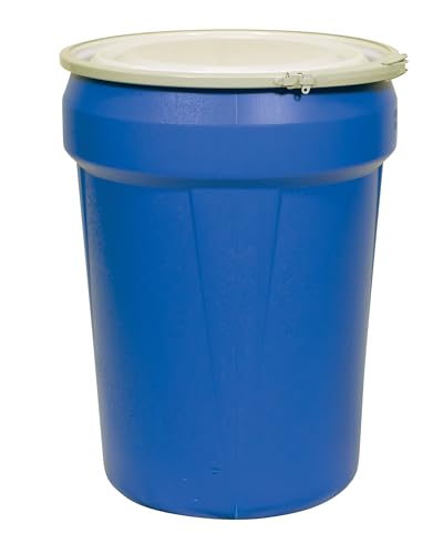 Eagle 30 Gallon Plastic Drum with Lid, Metal Lever-Lock, 28.5"x21.1", Open Head Lab Pack Drum Made of Durable, Lightweight HDPE, Withstands Weather and Chemicals, Made in USA, Blue, 1601MB - color: Blue, size: 30 Gallon, style: Metal Lever-Lock