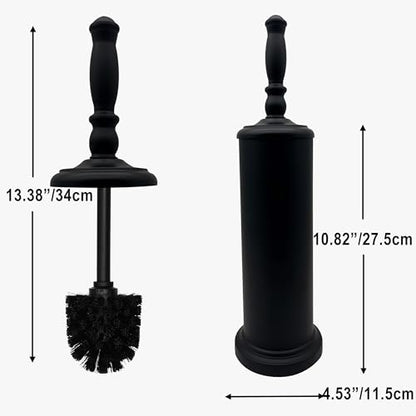 Metal Toilet Bowl Brush with Holder Premium Bathroom Cleaning Set Rustproof Hygienic Durable Elegant Finish - color: Matte Black