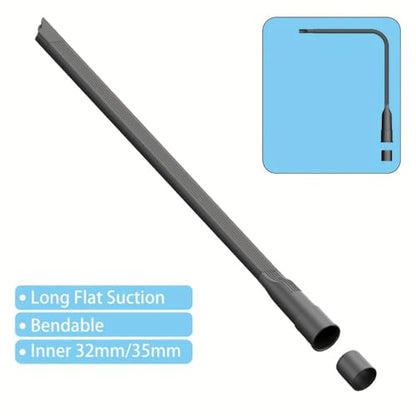 Vacuum Crevice Tool, Long Flat Nozzle Attachment with Slim Dust Brush, Universal Fit Vacuum Accessory for Tight Gaps, Baseboards, Corners & Car Detailing