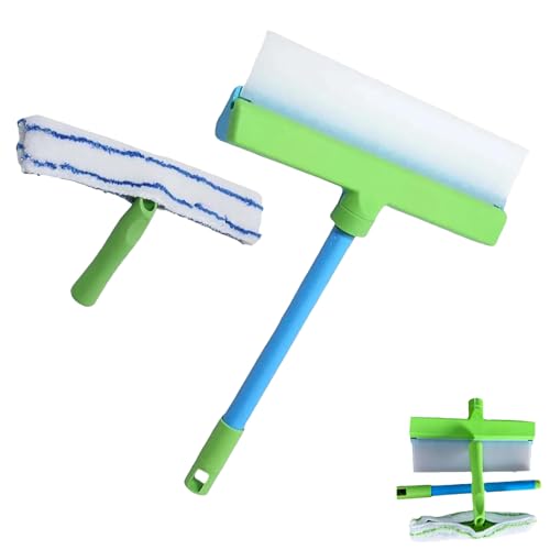 AquaSwipe Window Squeegee, Aqua Swipe Window Cleaner, Recyclable Silicone Window Squeegee Kit with Microfiber Scrubber, Glass Cleaning Tools for Shower Glass Mirror, Car(Blue) - color: Blue
