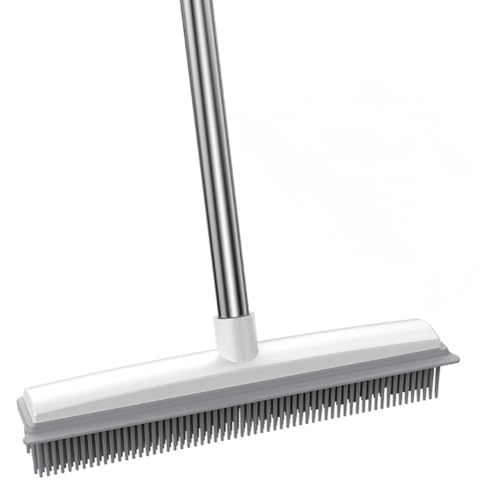 Rubber Broom & Carpet Rake - Pet Hair Remover for All Floor Types