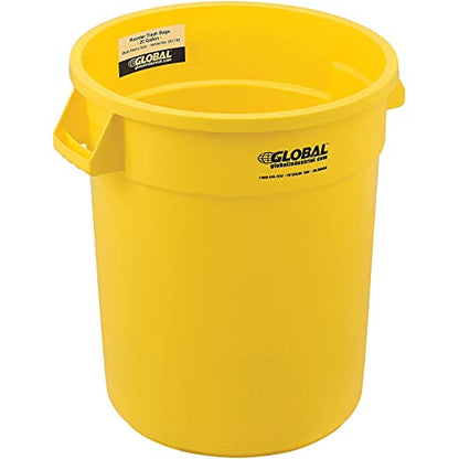 Global Industrial Commercial Round Trash Can, 20 Gallon Capacity, Plastic Garbage Can, Indoor and Outdoor Utility Trash Can, Yellow, 19" W x 22-1/2"H, No Lid - color: Yellow