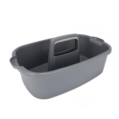 Large Cleaning Supplies Caddy Organizer, Portable Shower Caddy Plastic Basket with Handle, Stackable Tool Storage for Bathroom, Garden, Kitchen, Home Organization, Grey