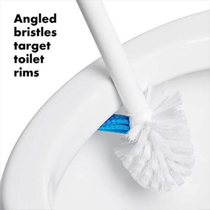 OXO Good Grips Toilet Brush with Rim-Cleaner Replacement Head, White, Plastic Handle, 10-Inch - size: 1 Count (Pack of 1)