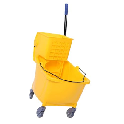 JTLB Commercial Mop Bucket, 32L Floor Cleaning Bucket with Side Press Wringer and 360 Degree Wheels, for Restaurant Office Industrial Space