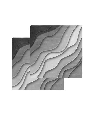 Abstract Geometric Art Dish Towels Set,Waffle Weave Kitchen Towels 2 Pieces,Hair Face Bath Tea Towel Absorbent Quick Drying Cleaning Dish Cloths,Modern Ombre Grey White Ocean Seawaves 12"x12" - color: Black, size: 2PCS,12"x12"