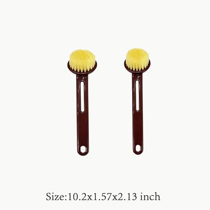 2 Pack Dish Brush with Handle, Stiff Bristles Dish Scrubber, Labor-Saving Kitchen Brush for Dishes, Pots, Pans and Sink Cleaning(Brown) - color: Brown