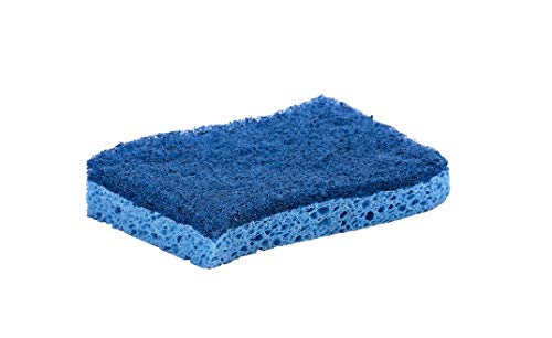 Superio Non-Scratch Cellulose Sponge Kitchen Scrub Sponges with Scouring Pad Set, Good for Non-Stick Cookware Frying Pan, Pot, Counter Top, Sink Scrubbing, Kitchen Scrubbers, Pack of 3, Blue - color: Blue, size: 3-pack