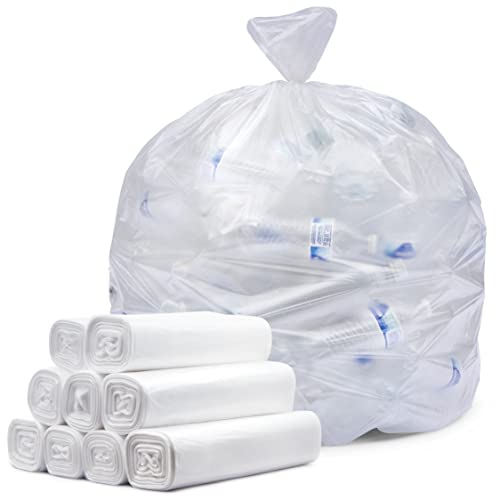 Tasker 64-65 Gallon Clear Trash Bags Heavy Duty, Recycling Bag (Huge 120 Count) 60 Gallon Clear Extra Large Recycling Garbage Bags - size: 1 Count (Pack of 120)