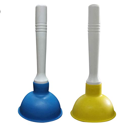 Drain Plunger, Small Hand Force Plumber Helper, Little 4 inch Cup Clog Remover, Tiny Rubber Unclogger in 9" Short Handle for Kitchen Sink, Bathroom Toilet, Shower Bath Tub (Blue + Yellow) - color: Blue + Yellow