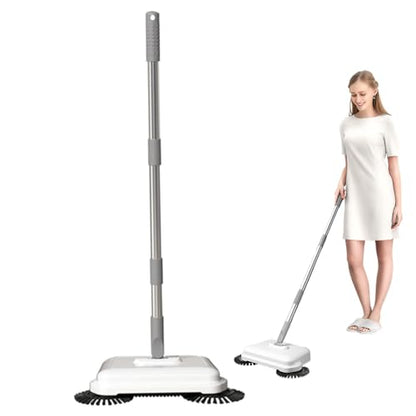 Floor Sweeper 2 in 1 360° Rotating Hand Push Carpet Sweeper with Long Handle, High Efficiency Manual Vacuum for Home Office Hard Floor and Rugs