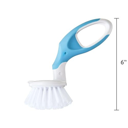 Non-Slip Grip Small Handy Scrubber, Blue – Compact Handheld Cleaning Brush for Sink, Counter, Tile and Tub, Durable Bristles for Everyday Household Scrubbing