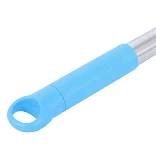 Telescopic Rubber Broom with Squeegee, Multifunction Adjustable Pet Hair Removal Carpet Rake for Fluff Rug Hardwood Floor (Blue) - color: Blue
