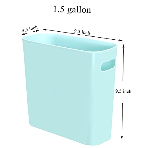Youngever 1.5 Gallon Slim Trash Can, Plastic Garbage Container Bin, Small Trash Bin with Handles for Home Office, Living Room, Study Room, Kitchen, Bathroom (1 Pack Mint) - color: Mint