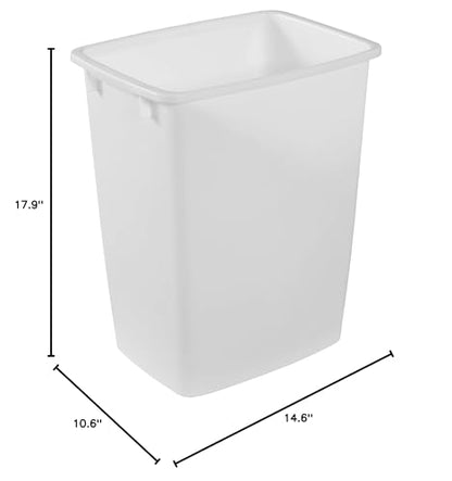 Rubbermaid Small Kitchen Bathroom Trash Can, 9 Gallons, White, Waste Basket for Under Counter/Kitchen/Office/Bedroom/Bathroom