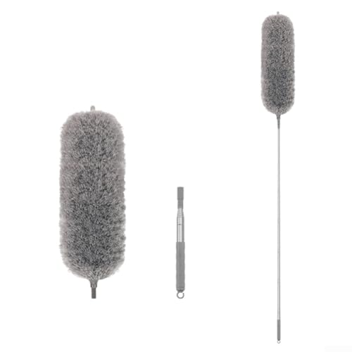 Microfiber Retractable with Telescopic for Prime Ceilings Extendable Duster Handle Grey Washable Electrostatic Dusting Tool Flexible Head 280cm(1.4M) - size: 1.4M